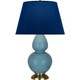 Robert Abbey - OB20N - One Light Table Lamp - Double Gourd - Steel Blue Glazed Ceramic w/Antique Natural Brass