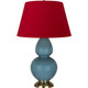 Robert Abbey - OB20R - One Light Table Lamp - Double Gourd - Steel Blue Glazed Ceramic w/Antique Natural Brass