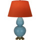 Robert Abbey - OB20T - One Light Table Lamp - Double Gourd - Steel Blue Glazed Ceramic w/Antique Natural Brass