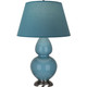 Robert Abbey - OB22B - One Light Table Lamp - Double Gourd - Steel Blue Glazed Ceramic w/Antique Silver