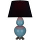 Robert Abbey - OB22K - One Light Table Lamp - Double Gourd - Steel Blue Glazed Ceramic w/Antique Silver