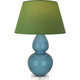 Robert Abbey - OB23G - One Light Table Lamp - Double Gourd - Steel Blue Glazed Ceramic w/Lucite