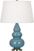 Robert Abbey - OB32X - One Light Accent Lamp - Small Triple Gourd - Steel Blue Glazed Ceramic w/Antique Silver