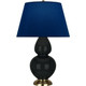 Robert Abbey - OS20N - One Light Table Lamp - Double Gourd - Obsidian Glazed Ceramic w/Antique Natural Brass