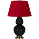 Robert Abbey - OS20R - One Light Table Lamp - Double Gourd - Obsidian Glazed Ceramic w/Antique Natural Brass