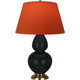 Robert Abbey - OS20T - One Light Table Lamp - Double Gourd - Obsidian Glazed Ceramic w/Antique Natural Brass