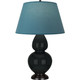 Robert Abbey - OS21B - One Light Table Lamp - Double Gourd - Obsidian Glazed Ceramic w/Deep Patina Bronze