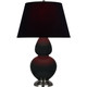 Robert Abbey - OS22K - One Light Table Lamp - Double Gourd - Obsidian Glazed Ceramic w/Antique Silver