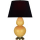 Robert Abbey - SU20K - One Light Table Lamp - Double Gourd - Sunset Yellow Glazed Ceramic w/Antique Natural Brass