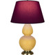 Robert Abbey - SU20P - One Light Table Lamp - Double Gourd - Sunset Yellow Glazed Ceramic w/Antique Natural Brass