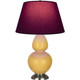 Robert Abbey - SU22P - One Light Table Lamp - Double Gourd - Sunset Yellow Glazed Ceramic w/Antique Silver