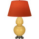 Robert Abbey - SU22T - One Light Table Lamp - Double Gourd - Sunset Yellow Glazed Ceramic w/Antique Silver