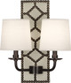 Robert Abbey - Z1032 - Two Light Wall Sconce - Williamsburg Lightfoot - Bruton White Leather w/Nailhead Deep Patina Bronze