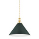 Hudson Valley - MDS352L-AGB/SSG - One Light Pendant - Painted No. 2 - Aged Brass