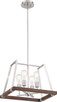 Nuvo Lighting - 60-6883 - Four Light Pendant - Outrigger - Brushed Nickel / Nutmeg Wood