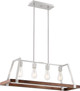 Nuvo Lighting - 60-6884 - Four Light Pendant - Outrigger - Brushed Nickel / Nutmeg Wood