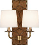 Robert Abbey - 1030 - Two Light Wall Sconce - Williamsburg Lightfoot - English Ochre Leather w/Nailhead Aged Brass