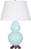 Robert Abbey - 1676X - One Light Table Lamp - Double Gourd - Baby Blue Glazed Ceramic w/Antique Silver