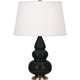 Robert Abbey - OS30X - One Light Accent Lamp - Small Triple Gourd - Obsidian Glazed Ceramic w/Antique Natural Brass