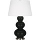 Robert Abbey - OS42X - One Light Table Lamp - Triple Gourd - Obsidian Glazed Ceramic w/Antique Silver
