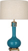 Robert Abbey - PC992 - One Light Table Lamp - Athena - Peacock Glazed Ceramic w/Aged Brass