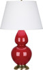 Robert Abbey - RR20X - One Light Table Lamp - Double Gourd - Ruby Red Glazed Ceramic w/Antique Natural Brass