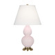 Robert Abbey - RW10X - One Light Accent Lamp - Small Double Gourd - Rose Water Glazed Ceramic w/Antique Natural Brass