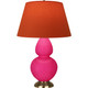 Robert Abbey - RZ20T - One Light Table Lamp - Double Gourd - Razzle Rose Glazed Ceramic w/Antique Natural Brass