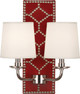 Robert Abbey - S1031 - Two Light Wall Sconce - Williamsburg Lightfoot - Dragons Blood Leather w/Nailhead Polished Nickel