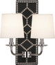 Robert Abbey - S1035 - Two Light Wall Sconce - Williamsburg Lightfoot - Blacksmith Black Leather w/Nailhead Polished Nickel