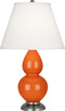 Robert Abbey - 1695X - One Light Accent Lamp - Small Double Gourd - Pumpkin Glazed Ceramic w/Antique Silver