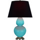 Robert Abbey - 1741K - One Light Table Lamp - Double Gourd - Egg Blue Glazed Ceramic w/Antique Silver