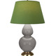 Robert Abbey - 1748G - One Light Table Lamp - Double Gourd - Smokey Taupe Glazed Ceramic w/Antique Natural Brass