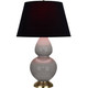 Robert Abbey - 1748K - One Light Table Lamp - Double Gourd - Smokey Taupe Glazed Ceramic w/Antique Natural Brass