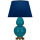 Robert Abbey - 1751N - One Light Table Lamp - Double Gourd - Peacock Glazed Ceramic w/Antique Natural Brass