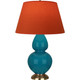 Robert Abbey - 1751T - One Light Table Lamp - Double Gourd - Peacock Glazed Ceramic w/Antique Natural Brass