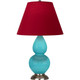 Robert Abbey - 1761R - One Light Accent Lamp - Small Double Gourd - Egg Blue Glazed Ceramic w/Antique Silver