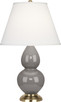Robert Abbey - 1768X - One Light Accent Lamp - Small Double Gourd - Smokey Taupe Glazed Ceramic w/Antique Natural Brass
