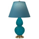 Robert Abbey - 1771B - One Light Accent Lamp - Small Double Gourd - Peacock Glazed Ceramic w/Antique Natural Brass