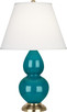 Robert Abbey - 1771X - One Light Accent Lamp - Small Double Gourd - Peacock Glazed Ceramic w/Antique Natural Brass