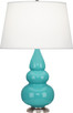 Robert Abbey - 292X - One Light Accent Lamp - Small Triple Gourd - Egg Blue Glazed Ceramic w/Antique Silver