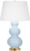 Robert Abbey - 321X - One Light Table Lamp - Triple Gourd - Baby Blue Glazed Ceramic w/Antique Natural Brass