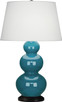 Robert Abbey - 343X - One Light Table Lamp - Triple Gourd - Peacock Glazed Ceramic w/Deep Patina Bronze