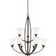 Generation Lighting - 3113209-715 - Nine Light Chandelier - Metcalf - Autumn Bronze