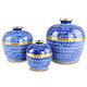 Currey and Company - 1200-0661 - Jar Set of 3 - Plavan Jar Set of 3 - Blue/White/Brass