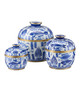 Currey and Company - 1200-0969 - Rice Tureen Set of 3 - Blue & White Rice Tureen Set of 3 - White/Blue/Brass