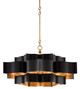 Currey and Company - 9000-0429 - Six Light Chandelier - Grand Lotus - Satin Black/Contemporary Gold Leaf