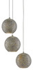 Currey and Company - 9000-0682 - Three Light Pendant - Giro - Blue/Nickel/Silver