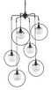 Currey and Company - 9869 - Six Light Pendant - Moorsgate - Blacksmith/Old Brass/Clear