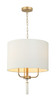 Varaluz - 368P03GOW - Three Light Pendant - Secret Agent - Painted Gold/White Leather